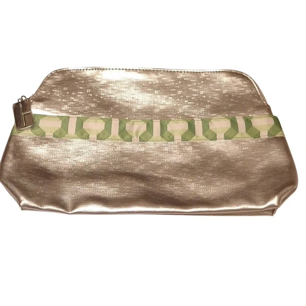 Clinique‎ Y2K Silver Metallic Makeup Bag Cosmetic Pouch Travel Case
